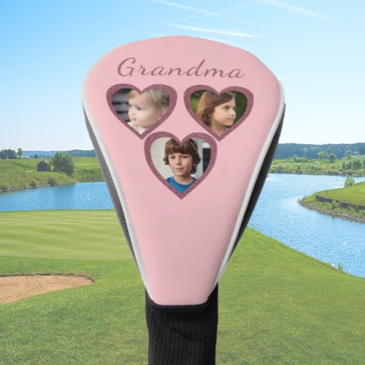 Oma Roze Harten 3 Kleinkinderen Fotocollage Golfheadcover