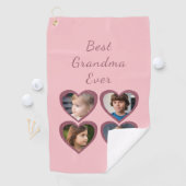 Oma Roze Harten 4 Kleinkinderen Fotocollage Golfhanddoek (Insitu)