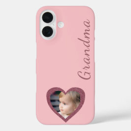 Oma Roze Harten Kleinkinderen Custom Photo iPhone 16 Hoesje