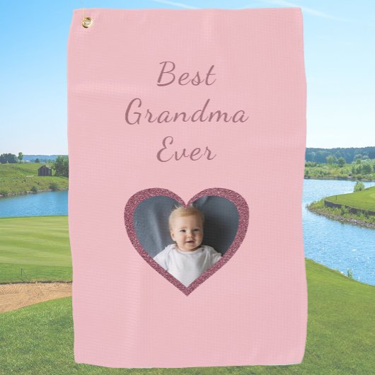 Oma Roze Harten Kleinkinderen Custom Photo Golfhanddoek