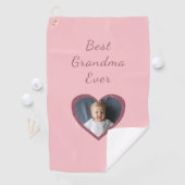 Oma Roze Harten Kleinkinderen Custom Photo Golfhanddoek (Insitu)