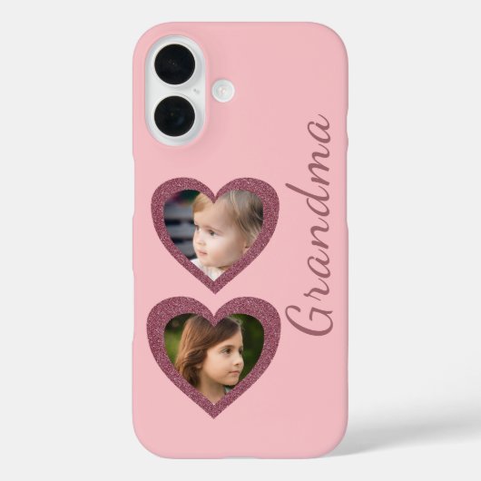Oma Roze Harten Kleinkinderen Fotocollage Case-Mate iPhone Case (Achterkant)