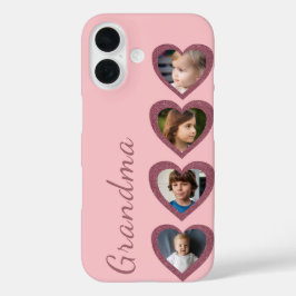 Oma Roze Harten Kleinkinderen Fotocollage iPhone 16 Hoesje