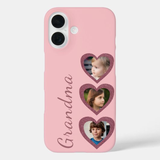Oma Roze Harten Kleinkinderen Fotocollage Case-Mate iPhone Case (Achterkant)
