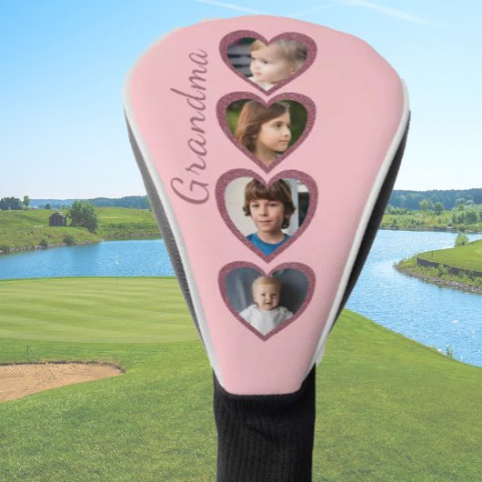 Oma Roze Harten Kleinkinderen Fotocollage Golfheadcover
