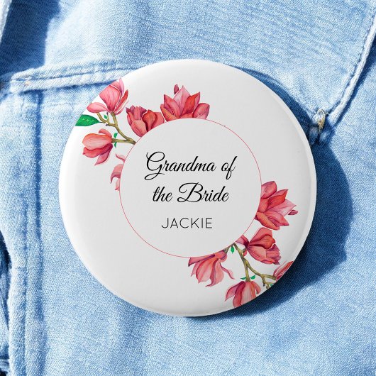 Oma Roze Witte Aquarel Bloemen Ronde Button 5,7 Cm
