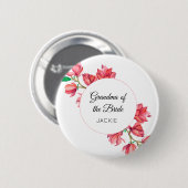 Oma Roze Witte Aquarel Bloemen Ronde Button 5,7 Cm (Voorkant /achterkant)
