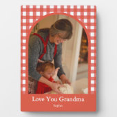 Oma Rustic Love You Gingham Fotobord Fotoplaat (voorkant)