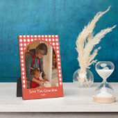 Oma Rustic Love You Gingham Fotobord Fotoplaat (Zijkant)