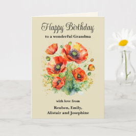 Oma Rustic Rode Klaprozen Bloem Happy Verjaardag Kaart