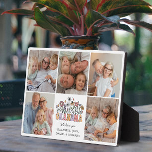 Oma Schattig Retro Whimsical Bloemen Foto Collage Fotoplaat
