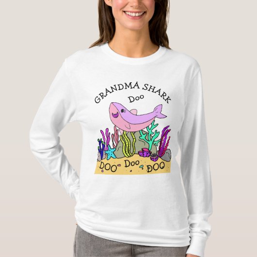 Oma Shark Doo Doo Familie T-shirt (Voorkant)