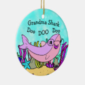 Oma Shark Familie Kerstversiering Keramisch Ornament (Rechts)