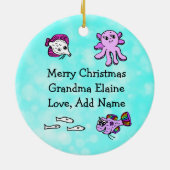 Oma Shark Familie Kerstversiering Keramisch Ornament (Achterkant)