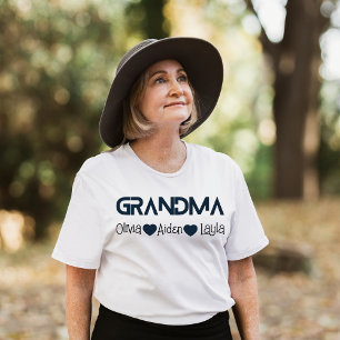 Oma-shirt met namen van kleinkinderen, Oma-cadeaus T-shirt