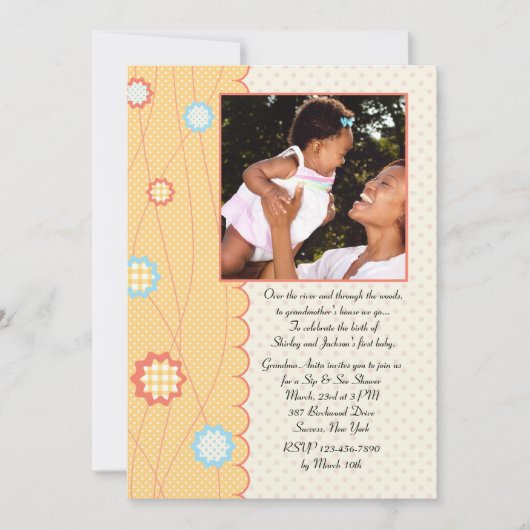 Oma Sip en zie de Uitnodiging van het Baby shower (Voorkant)