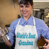 Oma sky blue text long schort