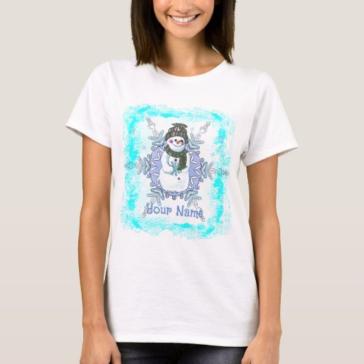 Oma Sneeuwvlok Sneeuwman T-Shirt (Voorkant)