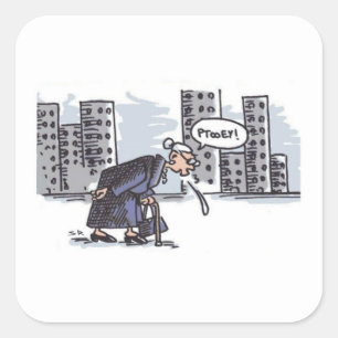 Oma Spitting! stad w woord vierkant grote stickers