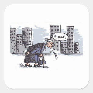 Oma Spitting! stad w woord vierkant grote stickers