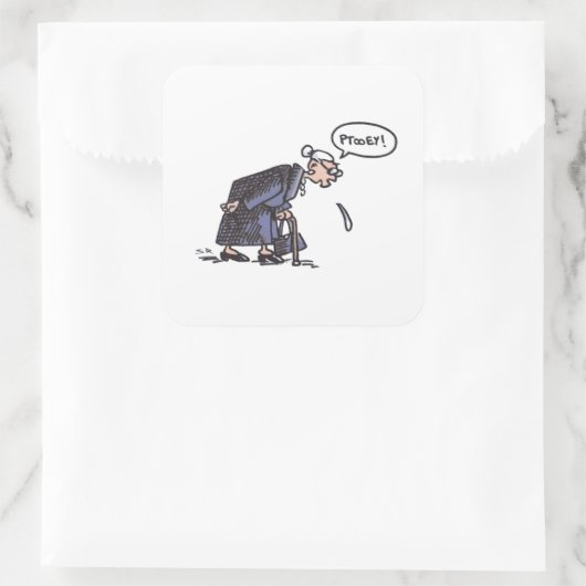 Oma Spitting! vierkante grote stickers (Tas)