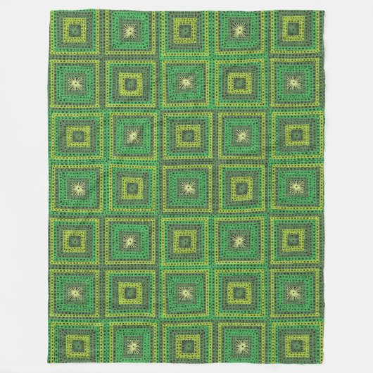 Oma Squares Groene Fleece Deken (Voorkant)