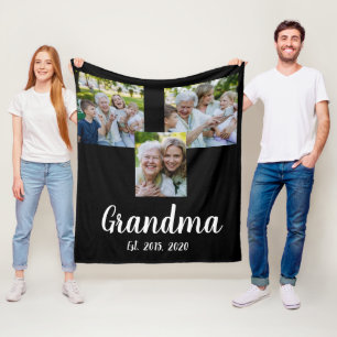 Oma Stelde Modern Schrift Zwart 3 Foto Fleece Deken
