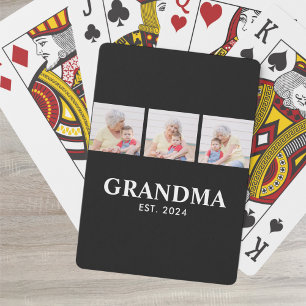 Oma Stelde Modern Vet Zwart 3 Foto Pokerkaarten