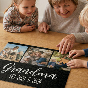 Oma Stelde Zwart 3 Foto Wit Schrift Op Legpuzzel