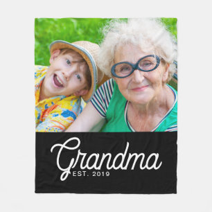 Oma Stelde Zwarte Moderne Script Foto Op Fleece Deken