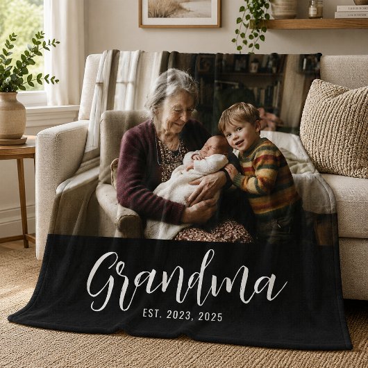 Oma Stelde Zwarte Moderne Script Foto Op Fleece Deken