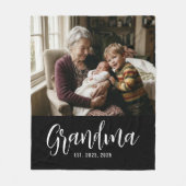Oma Stelde Zwarte Moderne Script Foto Op Fleece Deken (Voorkant)