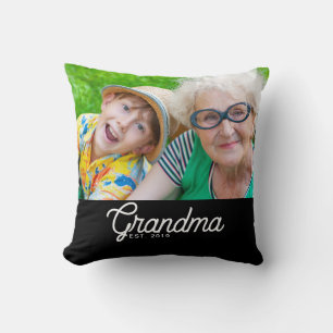 Oma Stelde Zwarte Moderne Script Foto Op Kussen