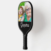 Oma Stelde Zwarte Moderne Script Foto Op Pickleball Paddle (Links)