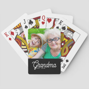 Oma Stelde Zwarte Moderne Script Foto Op Pokerkaarten