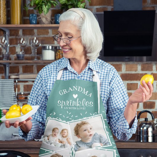 Oma strooit met liefde fotocollage schort