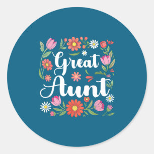 Oma tante bloemen Moederdag Ronde Sticker