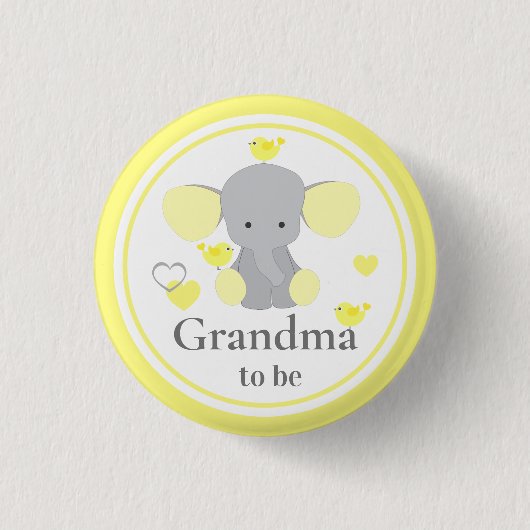 Oma te worden baby jongen meisje douche olifant ronde button 3,2 cm (Voorkant)