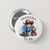 Oma te zijn | Cowboy en Teddy Bear Baby shower Ronde Button 5,7 Cm (Voorkant /achterkant)