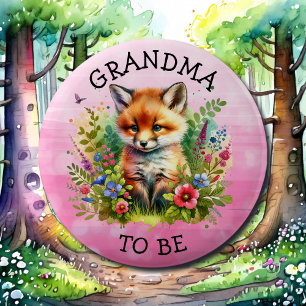 Oma te zijn Fox Woodland thema Baby shower Ronde Button 5,7 Cm
