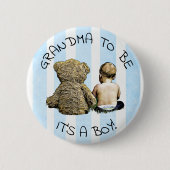 Oma te zijn, Het is een jongen, Baby shower Button (Voorkant)
