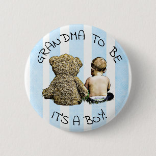 Oma te zijn, Het is een jongen, Baby shower Button