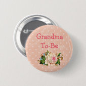 "Oma to Be" Baby shower Button Koraal met Roos (Voorkant /achterkant)