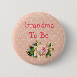 "Oma to Be" Baby shower Button Koraal met Roos