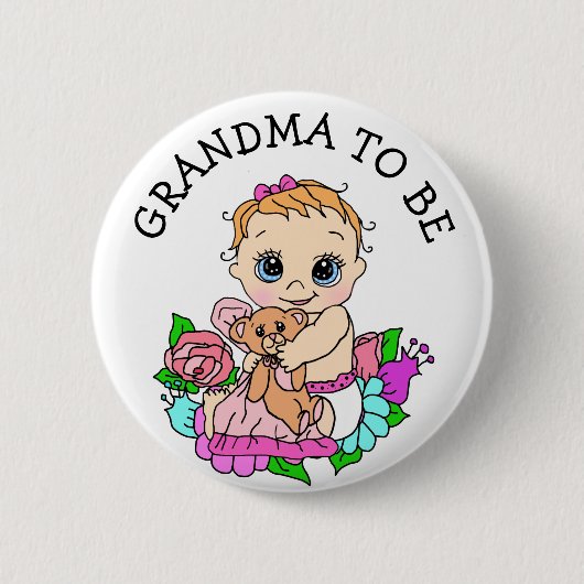 Oma To Be Girl's Baby shower Ronde Button 5,7 Cm (Voorkant)