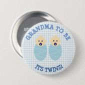 Oma to Be Twin Boys Blauw Baby shower Button (Voorkant /achterkant)