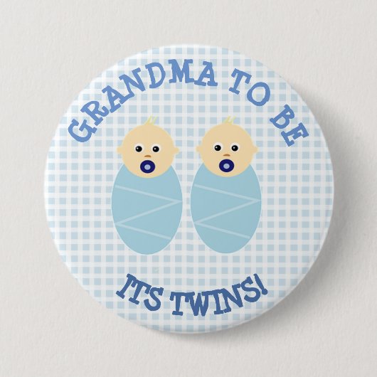 Oma to Be Twin Boys Blauw Baby shower Button (Voorkant)
