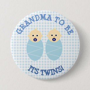 Oma to Be Twin Boys Blauw Baby shower Button