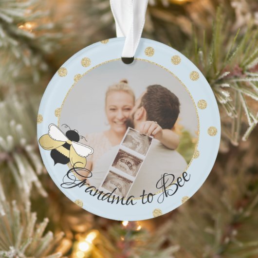 Oma to Bee We verwachten met Foto Ornament (Boom)