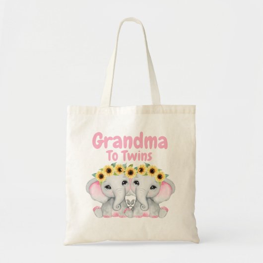 Oma tot Twin Girls Elephant Sunflower Tote Bag (Voorkant)